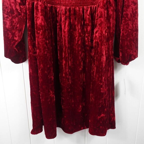 Bar III Womens Red Velvet Fit & Flare Dress X-Large - Picture 7 of 12